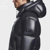 Veste matelassée YuFan personnalisée brillante à capuche, imperméable pour homme, style court et bouffant