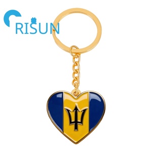 Llavero de Metal con <span class=keywords><strong>Bandera</strong></span> Nacional de <span class=keywords><strong>Barbados</strong></span>, Trípode Caribeño, Esmalte Personalizado al por Mayor, Recuerdo - Product Image 2