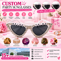 Lunettes de soleil personnalisées Pafu avec strass pour mariée, lettres personnalisées, pour enterrement de vie de jeune fille, cadeau de mariage, lunettes de soleil œil de chat pour fête