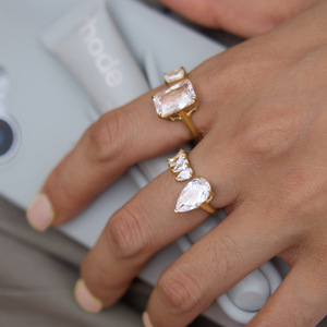 New Arrival 18k Gold Plated <b>Stainless</b> <b>Steel</b> Wedding <b>Ring</b> Waterproof Non Tarnish Claw Setting Big Zircon Gemstone <b>Ring</b> for Women - Product Image 6
