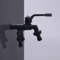TMOK Offre Spéciale DN15 1/2 "pouces BSP Noir Double Double Sorties En Laiton Robinet De Jardin Bavoir D'eau Robinet Cock Bibcock