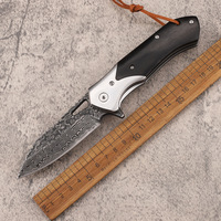 Couteau de poche EDC en acier damas, nouveau style, pliable, pour le camping, la pêche et la survie, avec manche en bois