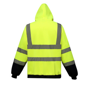 Veste à capuche réfléchissante pour hommes, avec poches, sweat-shirt de sécurité avec fermeture éclair, de couleur <span class=keywords><strong>Orange</strong></span> et noire - Product Image 2