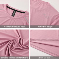 T-shirt de course pour homme anti-plis 88,5 % nylon 11,5 % élasthanne, réfléchissant, pour la gym, l'entraînement et le fitness