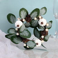 Couronne de Noël artisanale style forêt, décoration murale pour porte et fenêtre, fleur décorative