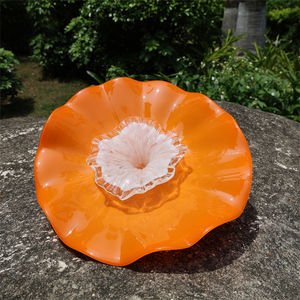 Platos de vidrio soplado naranja con <span class=keywords><strong>estambre</strong></span> blanco para decoración de paredes - Product Image 1