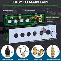 Système de douche à effet pluie LED Homedec 26"x16" avec pommeau de douche de 6 pouces, douchette à double fonction, 6 jets latéraux, thermostatique, en laiton et acier inoxydable