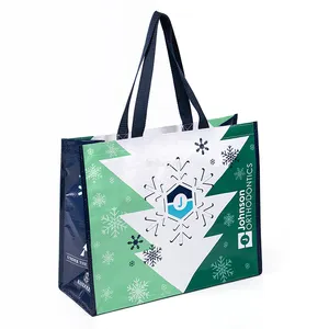 Christmas Shopping Laminated Woven Polypropylene Bag Custom Pp Woven Lamination Bag