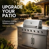 Îlot de cuisine extérieure sur mesure avec barbecue à gaz, commande par bouton, haute pression, sécurité, construction en acier inoxydable