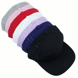 Casquette de golf personnalisée à 7 panneaux avec maille perforée découpée au laser, casquette de baseball sportive perforée avec cordon, casquette à visière plate style urbain unisexe - Product Image 6