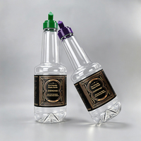 Bouteille en plastique PET transparente ronde de 32 oz sans BPA pour huile d'olive, sauce soja, vinaigre, miel, liquides