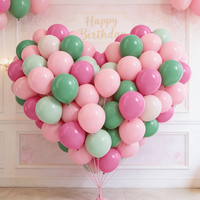 Kit de 44 ballons en latex rose pastel et vert de 10 pouces pour guirlande et arche, idéal pour anniversaire, baby shower, mariage, Saint-Valentin, Halloween