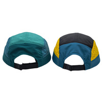 Casquette de camp personnalisée à 5 panneaux Chapeaux de course non structurés Casquette imperméable en nylon à séchage rapide Sports de plein air Trou perforé Bord plat