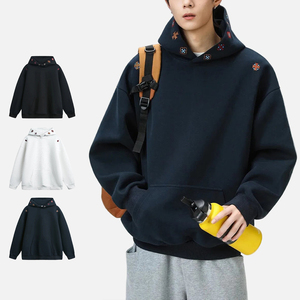 Sweat à capuche décontracté KingSen pour homme en molleton 100 % coton brodé, coupe ample, épaules tombantes, style streetwear - Product Image 1