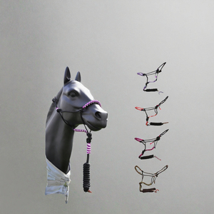 2026 Hot selling Braided Nylon <b>Rope</b> <b>Horse</b> Halter with Purple and Pink Stripes <b>Lead</b> <b>Rope</b> Included - Product Image 3