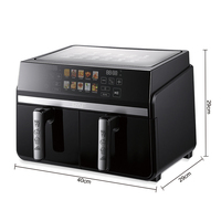 RAF R.5003 Freidora de Aire de Doble Cesta 1100W con Pantalla Táctil y Ventana Visible de 5.0L, Circulación de Aire 360°, Suministro al por Mayor para Uso B2B
