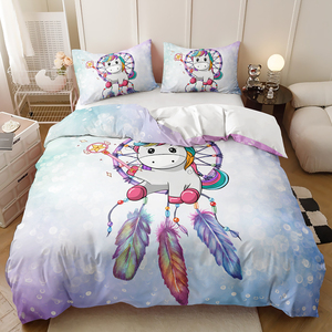 Ensemble <span class=keywords><strong>de</strong></span> housse <span class=keywords><strong>de</strong></span> <span class=keywords><strong>couette</strong></span> pour chambre à coucher imprimé sur le thème du loup, <span class=keywords><strong>attrape</strong></span>-rêves ethnique bleu - Product Image 4