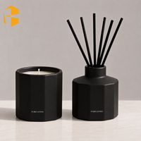 FUBEI LIVING Bougie parfumée mate à facettes décagonales vert sauge, cadeau de mariage, aromathérapie, spa, ensemble diffuseur à bâtonnets en céramique