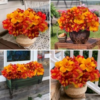 Faux Hibiscus Fleurs tropicales Orange Rouge Tige verte réaliste Fait à la main Plante artificielle écologique pour cour Jardin Noël