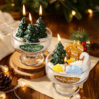Kreative Weihnachts-Dekorationskerzen im Hohen Glasgefäß mit Schneemann- und Baummotiv, Aromatherapie-Sojawachs, Handgemachtes Weihnachtsgeschenk