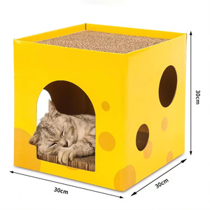 Wholesale Corrugated <b>Cat</b> <b>Scratcher</b> <b>Cardboard</b> Cheese Design <b>Cat</b> House Pet Nest for Scratching and Resting - Product Image 6