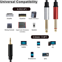 Câble audio Y-Cable Yinyu AC036M 3,5 mm vers double 6,35 mm stéréo pour interface de mixeur, amplificateur, ordinateur portable