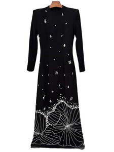 Vestido de fábrica gran oferta Otoño/Invierno moda europea americana elegante glamoroso de alta resistencia adornado Stud vestido de diamantes de imitación - Product Image 3