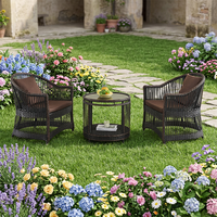 Ensemble table et chaises de balcon en rotin style décontracté, directement de l'usine ; Chaises de salle à manger tressées intérieur-extérieur pour patios, jardins, maisons d'hôtes