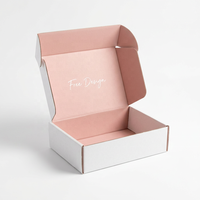 Boîte à avion en papier personnalisée, extérieur blanc, intérieur rose, boîte d'expédition en carton ondulé imprimée pour l'emballage de cadeaux