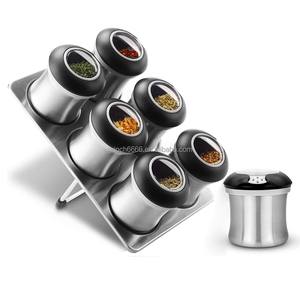 Set di portaspezie OEM <span class=keywords><strong>porta</strong></span> <span class=keywords><strong>spezie</strong></span> magnetiche e supporto in acciaio inossidabile Set di vasetti per <span class=keywords><strong>spezie</strong></span> magnetici - Product Image 1