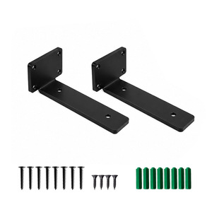 Heavy Duty <b>Wall</b> <b>Mounted</b> <b>Shelf</b> Bracket 2 Piece Set Black Steel Support For Storage Organization Home Office Kitchen Bedroom - Product Image 5