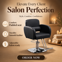Fauteuil de salon contemporain en cuir PU avec mécanisme hydraulique rotatif et réglable en hauteur pour barbier, mobilier de salon commercial