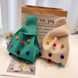 Sac à main en tricot coloré de style coréen, sac fourre-tout en crochet pour femmes - Product Image 2