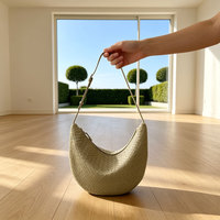 Sac à bandoulière en cuir véritable tressé, style rétro, sac hobo tissé à la main, sac à main souple en cuir de vachette, sac demi-lune souple