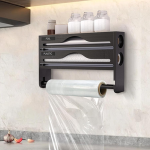 Distributeur de papier d'aluminium coupe-film alimentaire organisateur mural lame coulissante intégrée boîte de rangement de cuisine armoire garde-manger <span class=keywords><strong>réfrigérateur</strong></span> - Product Image 3