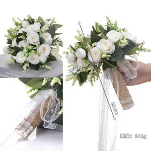 ดอกไม้ประดิษฐ์คุณภาพโรแมนติกช่อดอกไม้สำหรับเจ้าสาวในงานแต่งงาน - Product Image 5