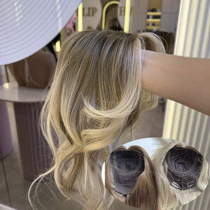 Topper per Capelli in Seta Ebraica <span class=keywords><strong>con</strong></span> Frangia per Donne, Alta Qualità, Base in Seta Annodata a Mano, Toupet Europeo Senza Cuciture - Product Image 2