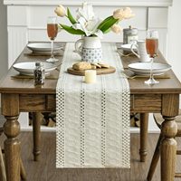 Chemin de table rustique tissé floral style ferme Mode Caramel, ajouré, saisonnier et festif, pour la décoration de cuisine, salle à manger, maison et fêtes