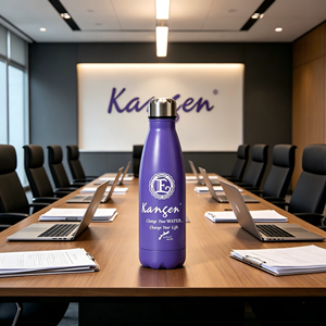 Bouteille d'eau Kangen en acier inoxydable de 500 ml avec logo personnalisé, couleur violette, pour le sport, la gym, portable, avec bouchon à vis - Product Image 2