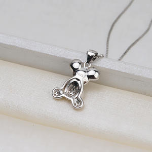 S925 Silver Bear Hair Pendant DIY Animal Pearl Accessory Trendy 8-9 Hanging Ornament Empty Support <b>Jewelry</b> <b>Findings</b> <b>Components</b> - Product Image 4