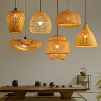 Lampe suspendue tressée style zen, lanterne chinoise, abat-jour en rotin, luminaire pour maison de thé, restaurant, gîte