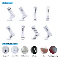 Chaussettes de sport en jacquard personnalisées avec logo, chaussettes athlétiques en coton blanc imprimées pour hommes et femmes, vente en gros
