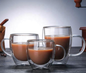 แก้วกาแฟเอสเพรสโซ่ Zlovy H22-T1 รุ่น Hot ขนาด 80/150/250/350/450 มล. ดีไซน์สวยงาม แก้วสองชั้นเก็บความร้อน พร้อมหูจับ สำหรับใช้ในบ้าน - Product Image 3