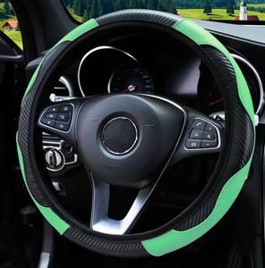 Housse de <span class=keywords><strong>volant</strong></span> de <span class=keywords><strong>voiture</strong></span> quatre saisons universelle 38cm en cuir respirant en fibre de carbone - Product Image 5