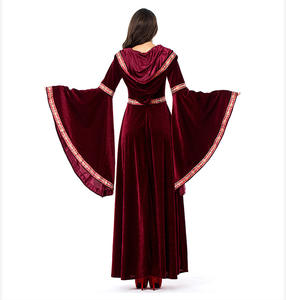 Vestido Medieval Rojo Retro Gótico con Capucha, Falda Larga de <span class=keywords><strong>Bruja</strong></span>, Vestido de Fiesta de Lujo para Mujer, <span class=keywords><strong>Disfraz</strong></span> de Vampiro para Halloween, <span class=keywords><strong>Disfraz</strong></span> de Adulto - Product Image 6