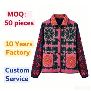 Veste matelassée courte personnalisée à imprimé floral bohème, nouvelle collection, pour femmes européennes, décontractée, automne-hiver, vente en gros - Product Image 1