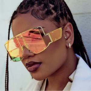 Lunettes de soleil surdimensionnées en métal de luxe à logo personnalisé, très vendues, avec protection UV400, style steampunk pour femmes - Product Image 1