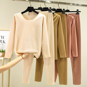 Set di biancheria intima da <span class=keywords><strong>donna</strong></span> termica invernale M-2XL e pantaloni a maniche lunghe spazzolati a doppia faccia e Set di due pezzi - Product Image 1