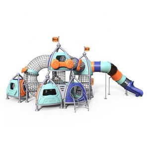 Latest Design Amusement Park Equipment Outdoor Playground <b>Slide</b> With Climbing Net - Product Image 2