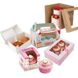 Commercio all'ingrosso <span class=keywords><strong>rosa</strong></span> bomboniere design cilindro rotondo quadrato di imballaggio per 10 12 pollici alta torta di formaggio scatola di carta con finestra trasparente - Product Image 4